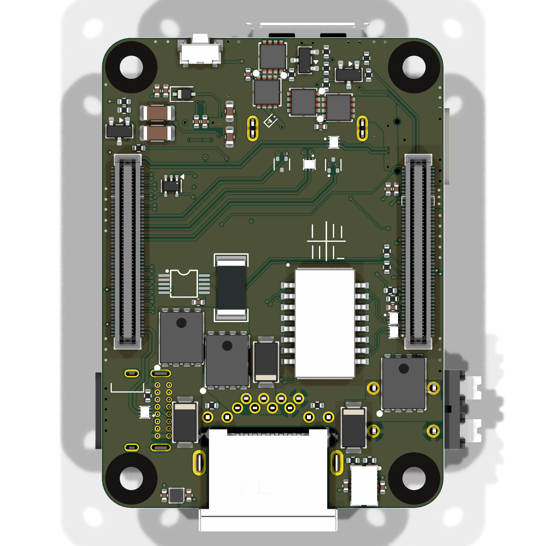 Top side of the Helios compute carrier PCB