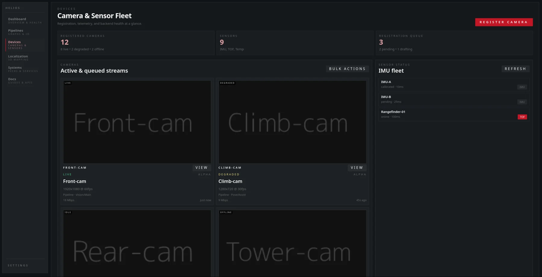 HeliOS connected device interface